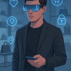 Jeune homme avec des lunettes de réalité augmentée